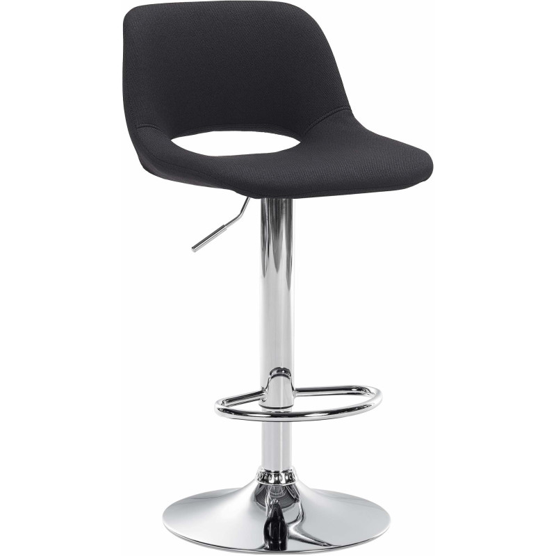 Tabouret de bar moderne en Tissu Noir Métal Argenté Zyrion - 1