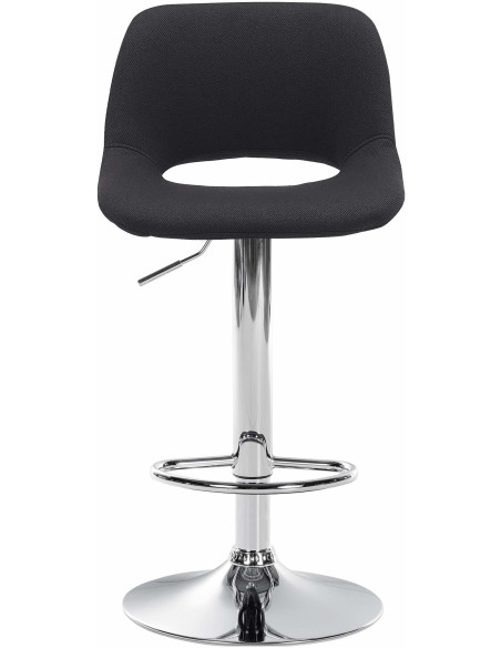 Tabouret de bar moderne en Tissu Noir Métal Argenté Zyrion - 2