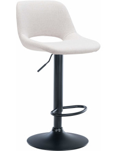 Tabouret de bar moderne en Tissu Blanc crème Métal Noir Zyrion - 1