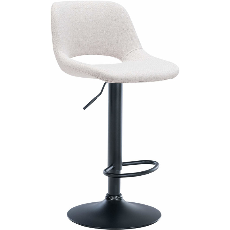 Tabouret de bar moderne en Tissu Blanc crème Métal Noir Zyrion - 1