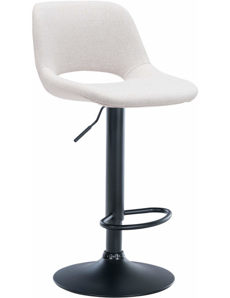 Tabouret de bar moderne en Tissu Blanc crème Métal Noir Zyrion - 1