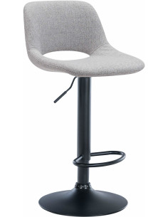 Tabouret de bar moderne en Tissu Gris clair Métal Noir Zyrion - 1