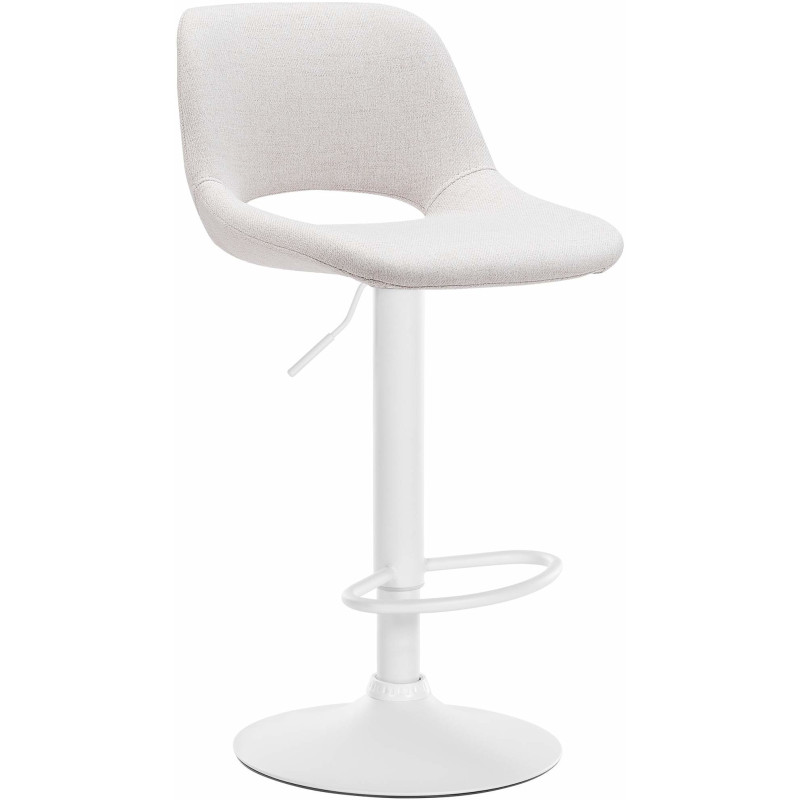 Tabouret de bar moderne en Tissu Blanc crème Métal Blanc Zyrion - 1