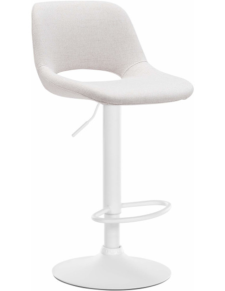 Tabouret de bar moderne en Tissu Blanc crème Métal Blanc Zyrion - 1