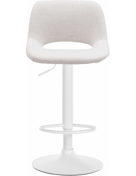 Tabouret de bar moderne en Tissu Blanc crème Métal Blanc Zyrion - 2