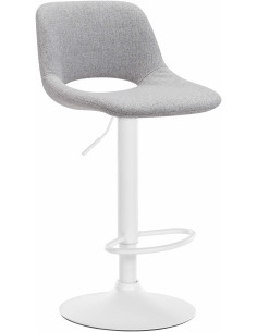 Tabouret de bar moderne en Tissu Gris clair Métal Blanc Zyrion - 1
