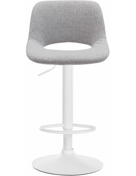 Tabouret de bar moderne en Tissu Gris clair Métal Blanc Zyrion - 2