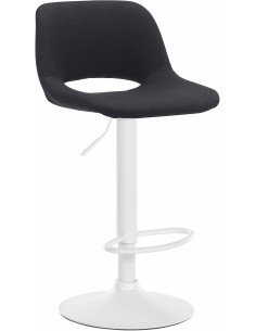 Tabouret de bar moderne en Tissu Noir Métal Blanc Zyrion - 1