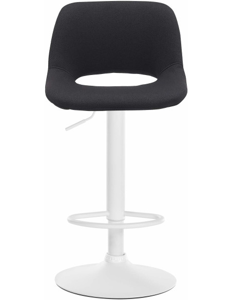 Tabouret de bar moderne en Tissu Noir Métal Blanc Zyrion - 2
