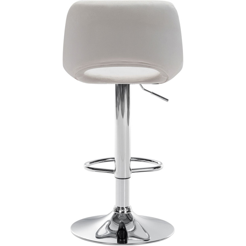 Tabouret de bar moderne en Velours Blanc crème Métal Argenté Zyrion - 4