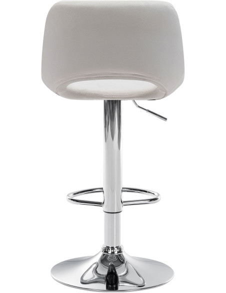 Tabouret de bar moderne en Velours Blanc crème Métal Argenté Zyrion - 4
