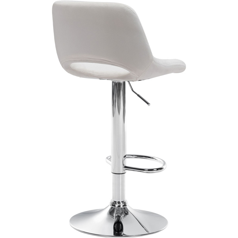 Tabouret de bar moderne en Velours Blanc crème Métal Argenté Zyrion - 5