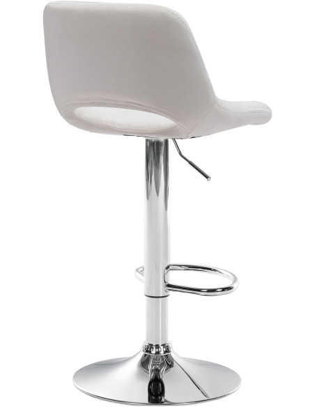 Tabouret de bar moderne en Velours Blanc crème Métal Argenté Zyrion - 5