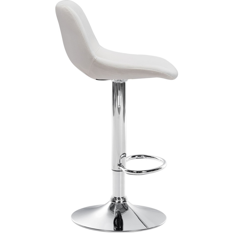 Tabouret de bar moderne en Velours Blanc crème Métal Argenté Zyrion - 3