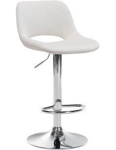 Tabouret de bar moderne en Velours Blanc crème Métal Argenté Zyrion - 1