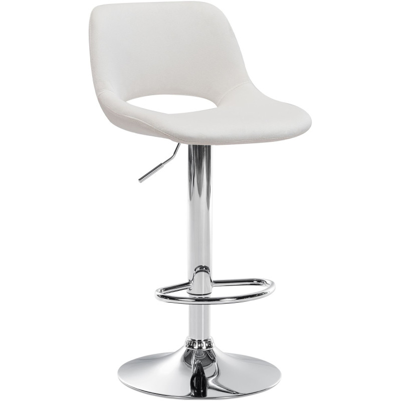Tabouret de bar moderne en Velours Blanc crème Métal Argenté Zyrion - 1