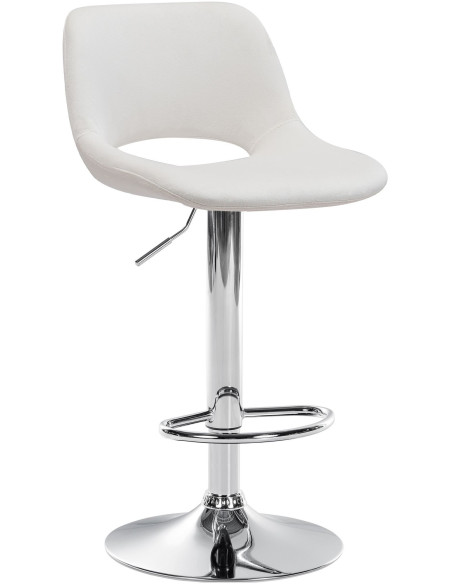 Tabouret de bar moderne en Velours Blanc crème Métal Argenté Zyrion - 1