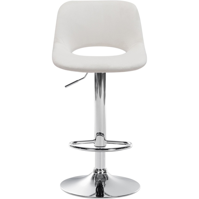 Tabouret de bar moderne en Velours Blanc crème Métal Argenté Zyrion - 2