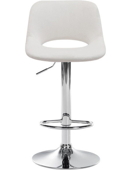 Tabouret de bar moderne en Velours Blanc crème Métal Argenté Zyrion - 2
