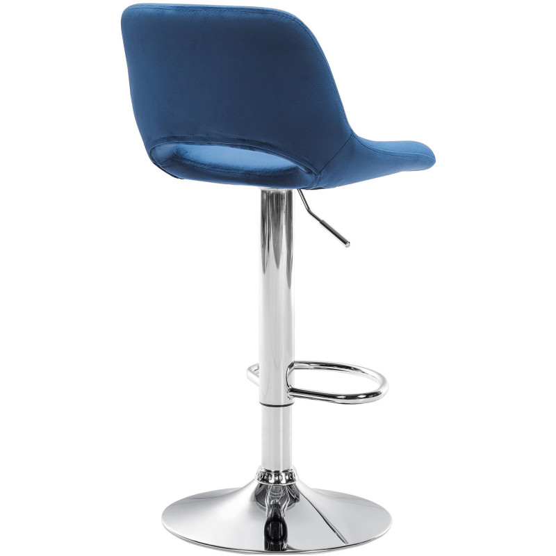 Tabouret de bar moderne en Velours Bleu Métal Argenté Zyrion - 4