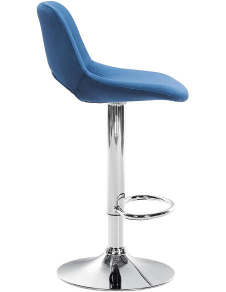 Tabouret de bar moderne en Velours Bleu Métal Argenté Zyrion - 3