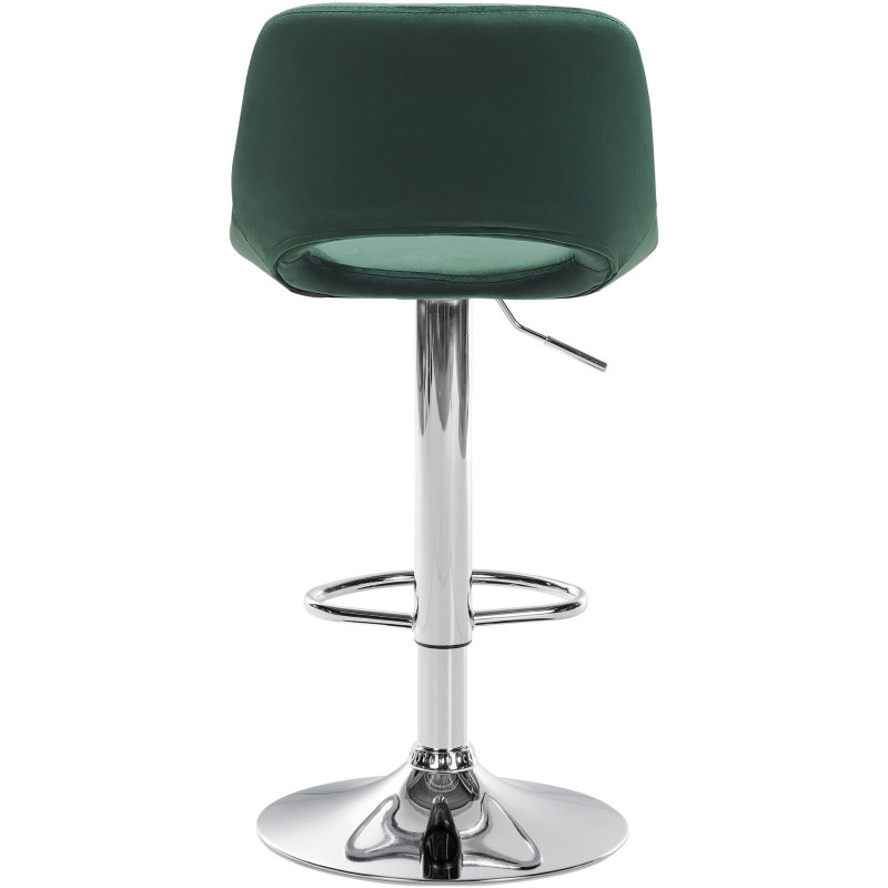 Tabouret de bar moderne en Velours Vert Métal Argenté Zyrion - 4