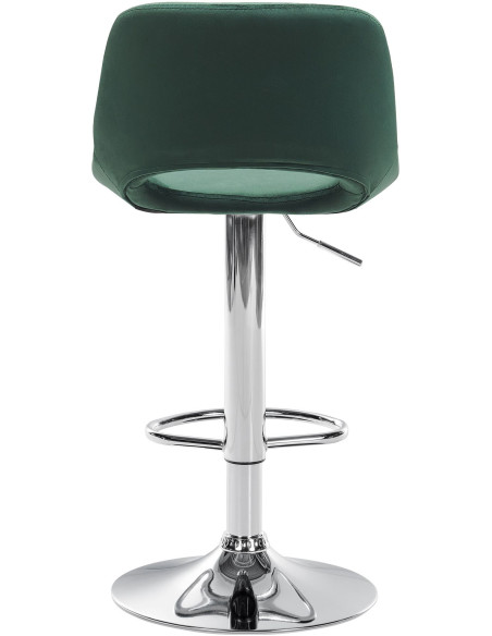 Tabouret de bar moderne en Velours Vert Métal Argenté Zyrion - 4