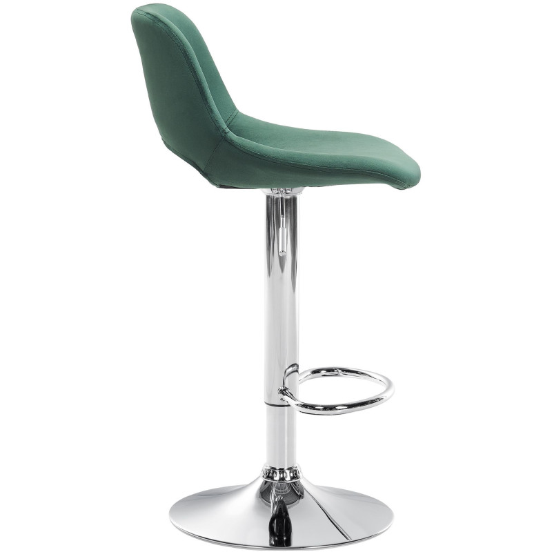 Tabouret de bar moderne en Velours Vert Métal Argenté Zyrion - 3