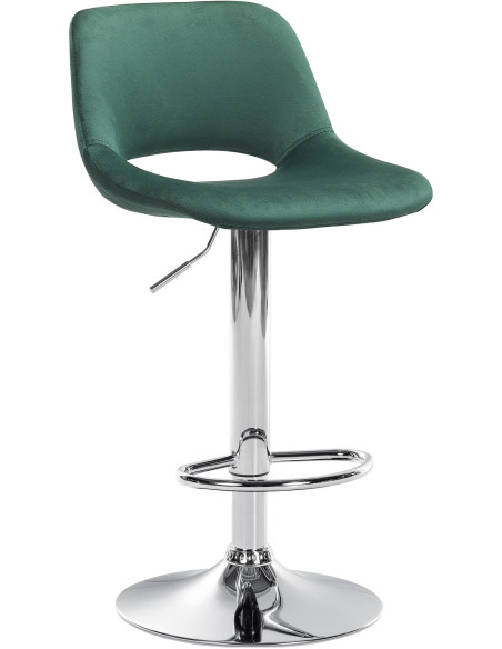 Tabouret de bar moderne en Velours Vert Métal Argenté Zyrion - 1