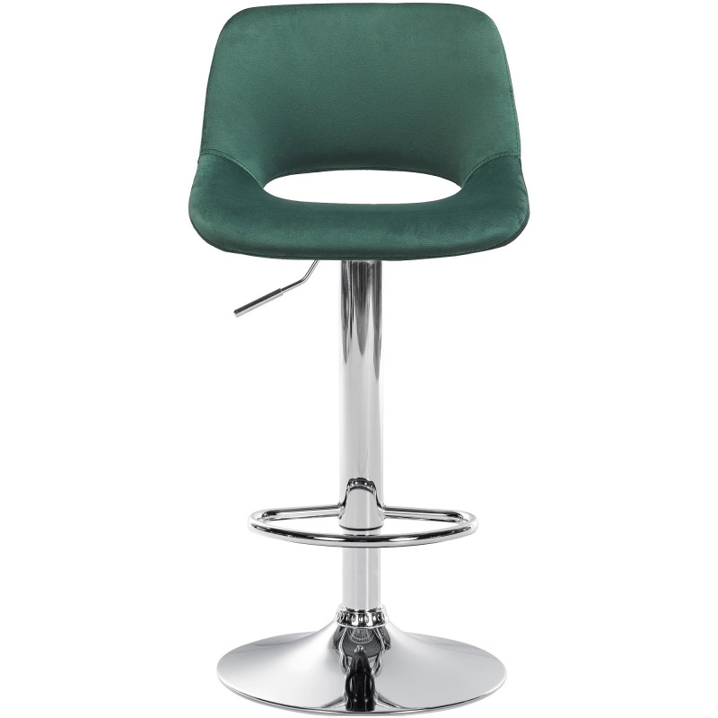 Tabouret de bar moderne en Velours Vert Métal Argenté Zyrion - 2