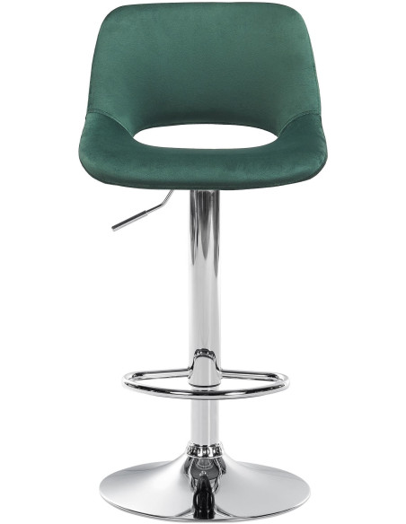 Tabouret de bar moderne en Velours Vert Métal Argenté Zyrion - 2