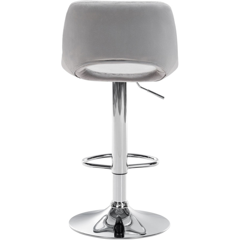 Tabouret de bar moderne en Velours Gris clair Métal Argenté Zyrion - 4