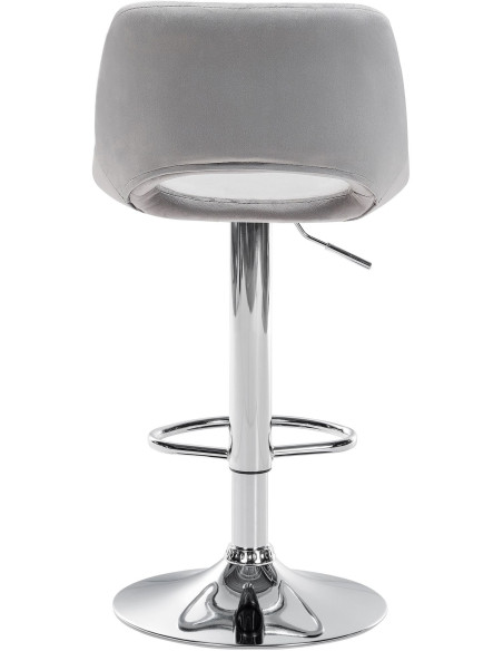 Tabouret de bar moderne en Velours Gris clair Métal Argenté Zyrion - 4