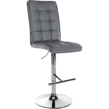 Tabouret de bar Dossier haut en Polyuréthane Gris Métal Argenté Liam  - 1