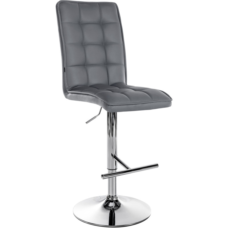 Tabouret de bar Dossier haut en Polyuréthane Gris Métal Argenté Liam  - 1