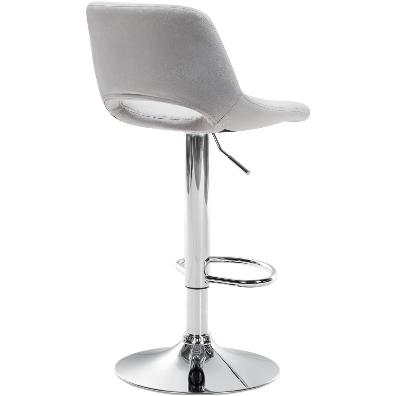 Tabouret de bar moderne en Velours Gris clair Métal Argenté Zyrion - 5