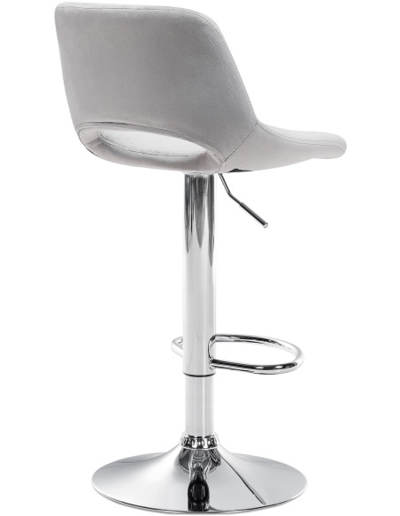 Tabouret de bar moderne en Velours Gris clair Métal Argenté Zyrion - 5