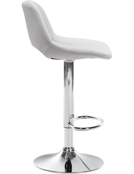 Tabouret de bar moderne en Velours Gris clair Métal Argenté Zyrion - 3