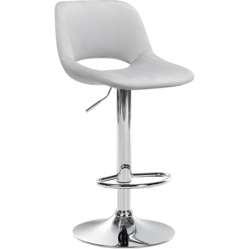 Tabouret de bar moderne en Velours Gris clair Métal Argenté Zyrion - 1