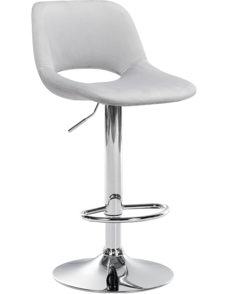 Tabouret de bar moderne en Velours Gris clair Métal Argenté Zyrion - 1