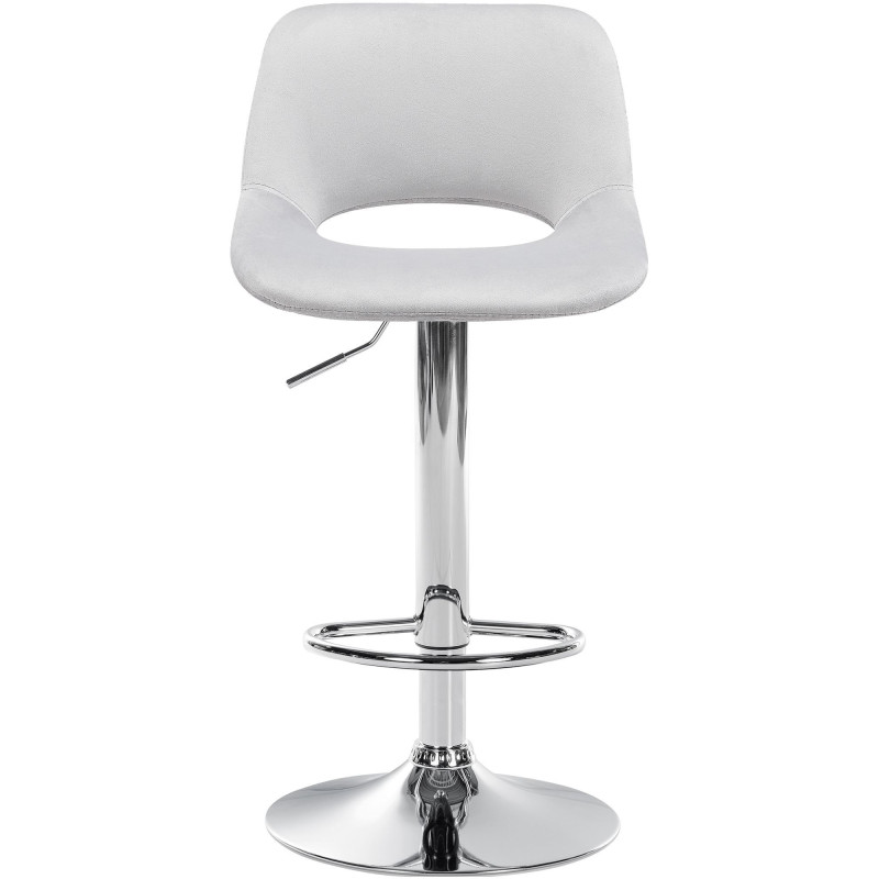 Tabouret de bar moderne en Velours Gris clair Métal Argenté Zyrion - 2