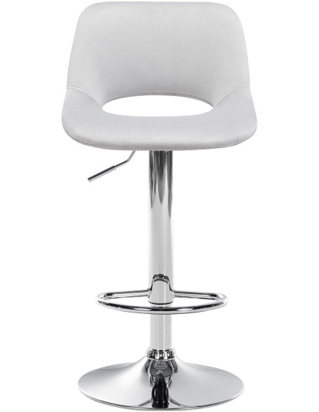 Tabouret de bar moderne en Velours Gris clair Métal Argenté Zyrion - 2