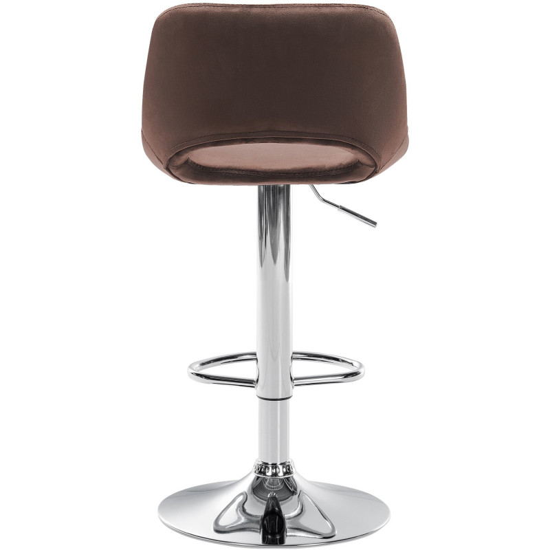 Tabouret de bar moderne en Velours Marron Métal Argenté Zyrion - 4
