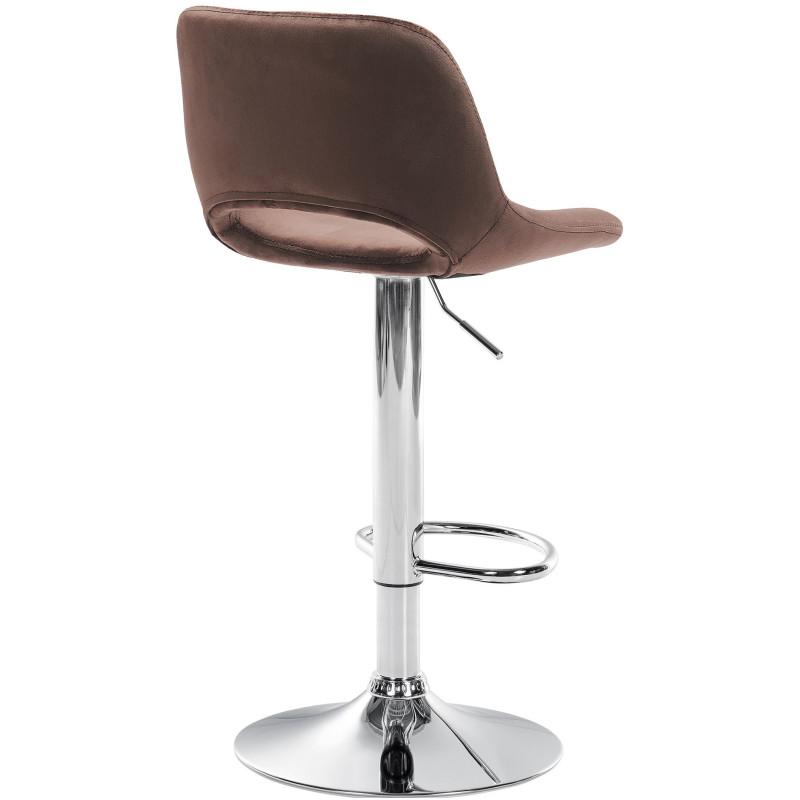 Tabouret de bar moderne en Velours Marron Métal Argenté Zyrion - 5