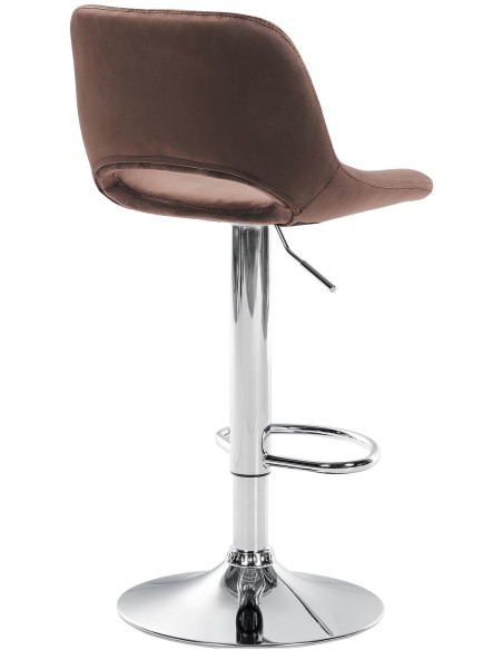 Tabouret de bar moderne en Velours Marron Métal Argenté Zyrion - 5