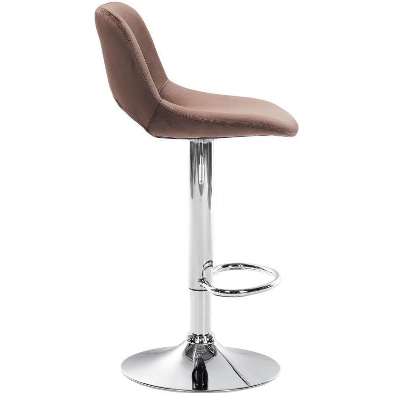 Tabouret de bar moderne en Velours Marron Métal Argenté Zyrion - 3