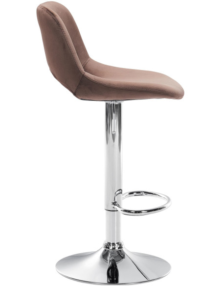 Tabouret de bar moderne en Velours Marron Métal Argenté Zyrion - 3