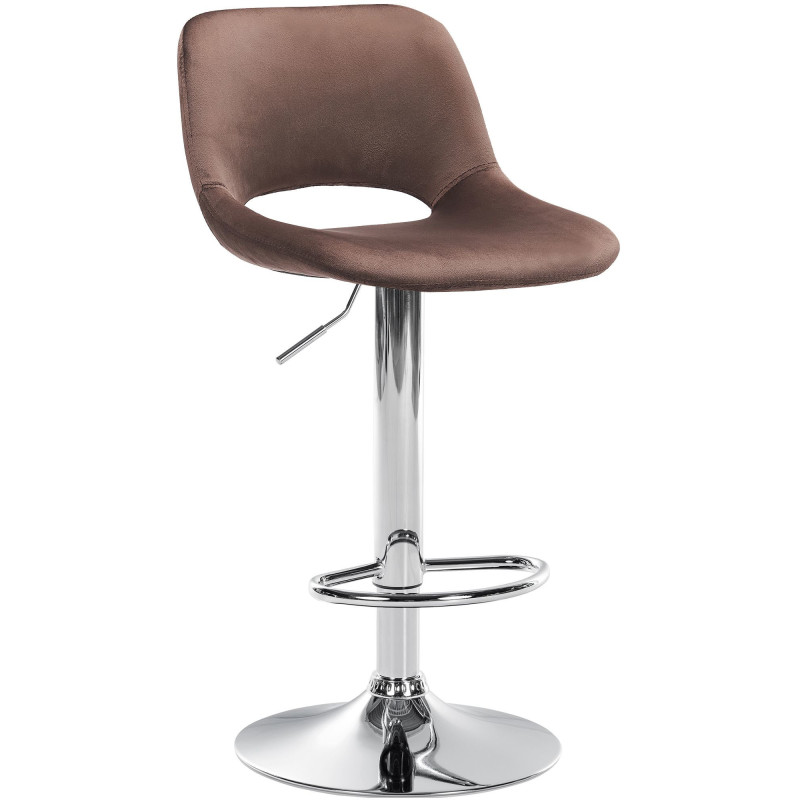 Tabouret de bar moderne en Velours Marron Métal Argenté Zyrion - 1