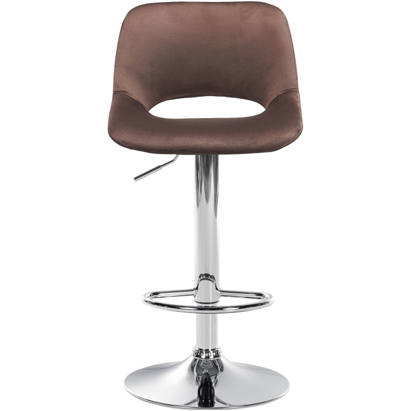 Tabouret de bar moderne en Velours Marron Métal Argenté Zyrion - 2