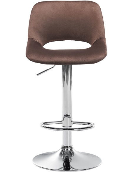 Tabouret de bar moderne en Velours Marron Métal Argenté Zyrion - 2